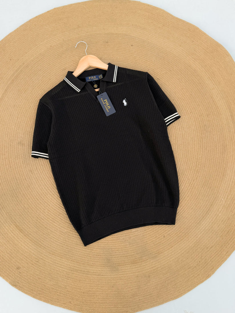Classic Knit Polo - Black | Cotton Rich Breathable Polo T-Shirt for Men