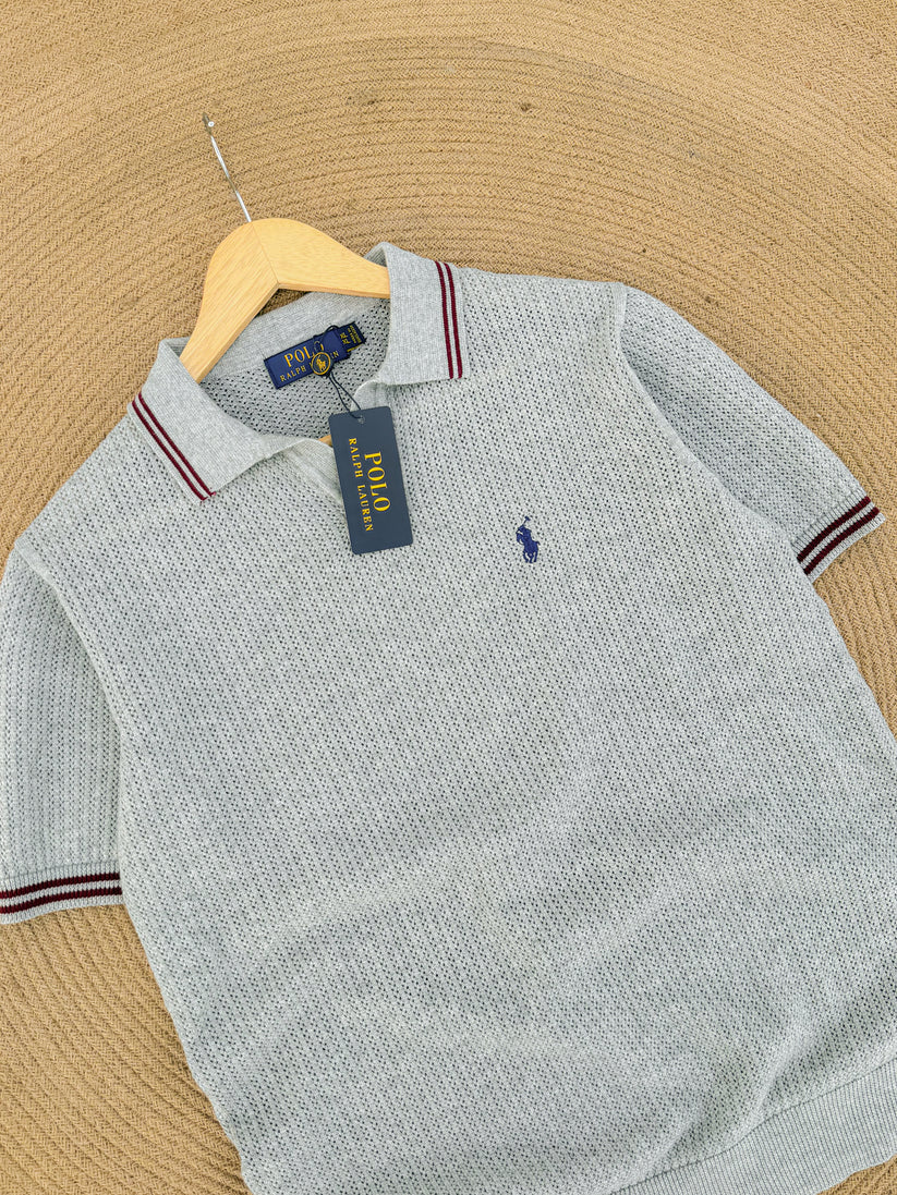 Classic Knit Polo - Grey | Cotton Rich Breathable Polo T-Shirt for Men