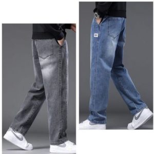 🖤 2 pce Drawstring Elastic Waist Baggy Pant Trouser(Ash+Sky blue)