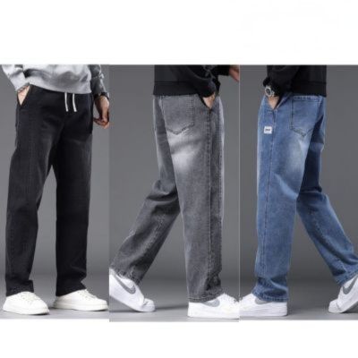 ๐ค3 pce Drawstring Elastic Waist Baggy Pant Trouser(Black +Ash +Sky Blue)