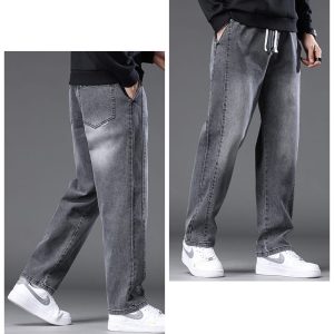 🖤Drawstring Elastic Waist Baggy Pant Trouser(Ash)