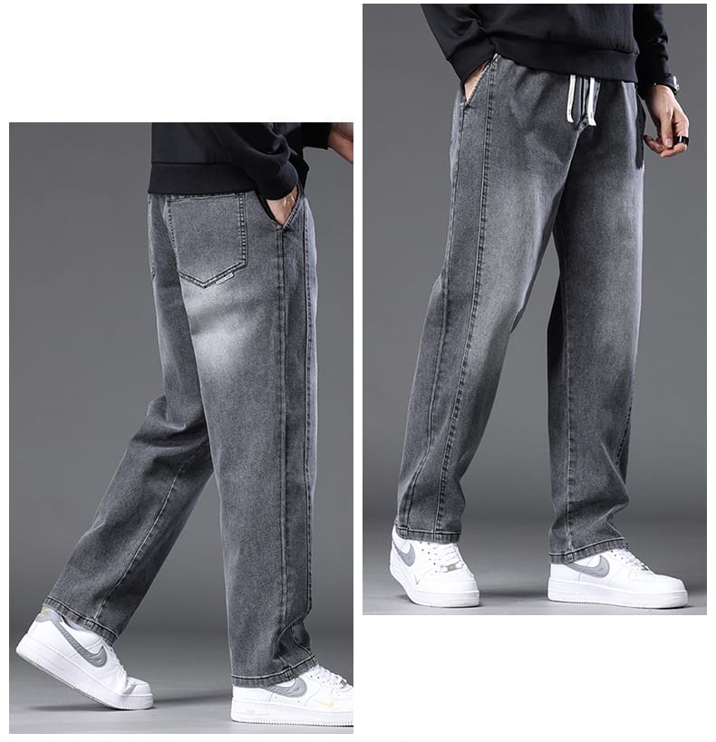 🖤Drawstring Elastic Waist Baggy Pant Trouser(Ash)