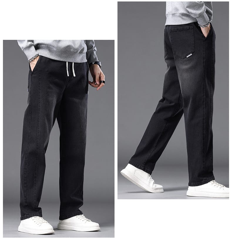 ๐ค Drawstring Elastic Waist Baggy Pant Trouser(Black)